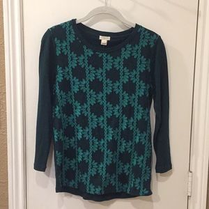 J. Crew 3/4th sleeve embroidered shirt